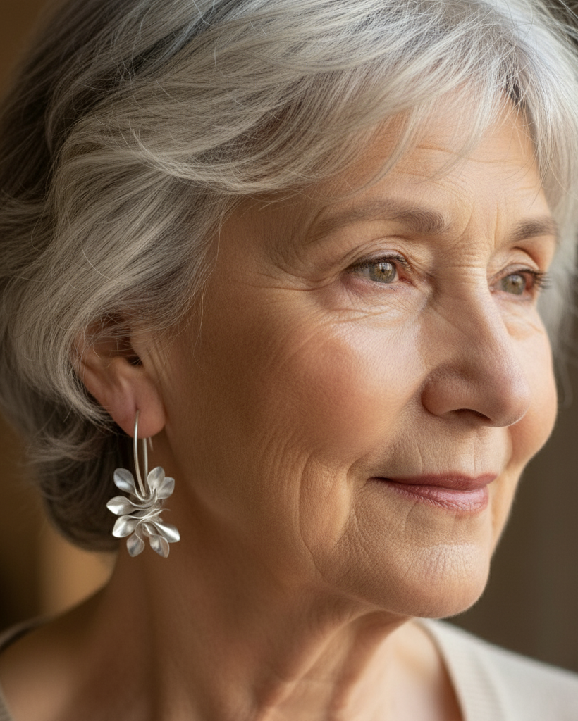 Vintage Silver Irregular Flower Earrings