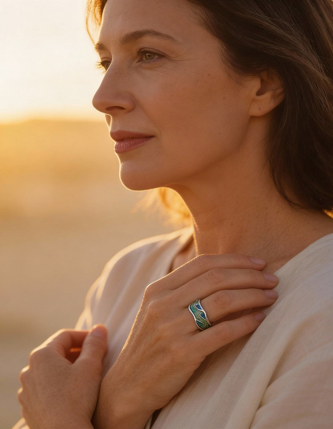 Ocean Wave Enamel Ring