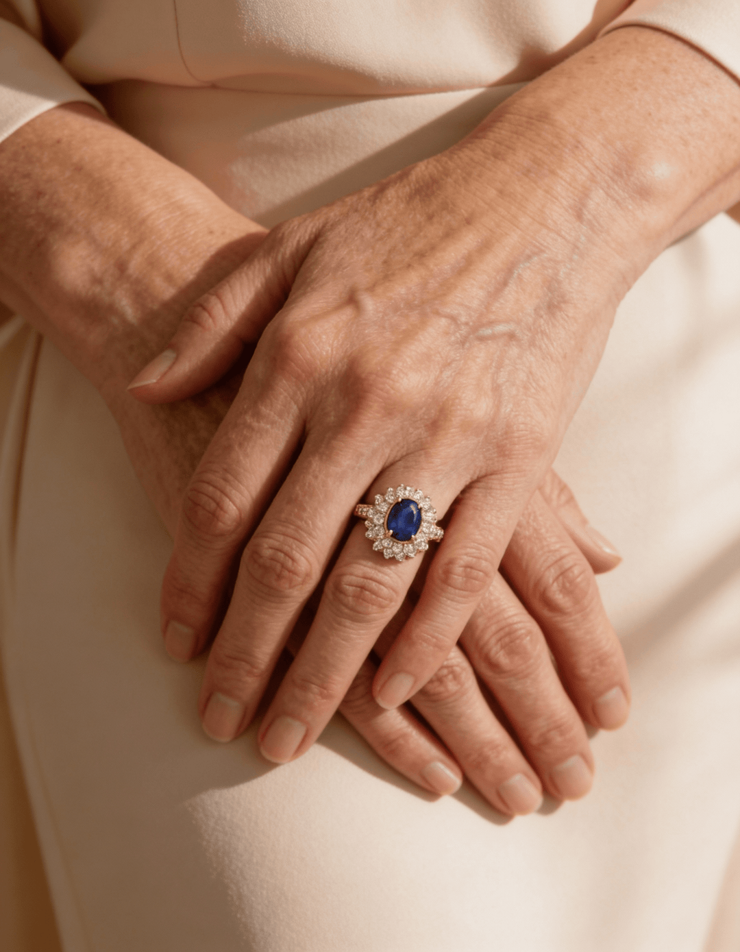 Sparkling Dark Blue Cubic Zirconia Ring