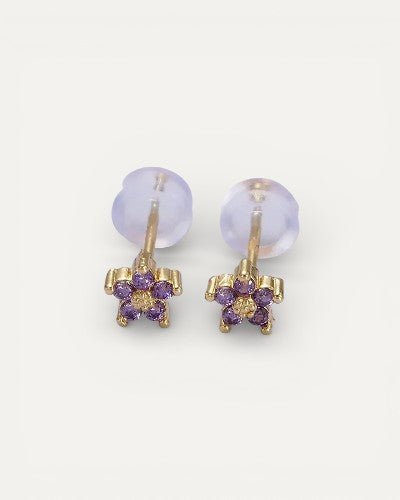 Stud Earrings with Delicate Flower