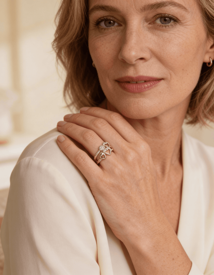 Gold Heart and Crystal Ring