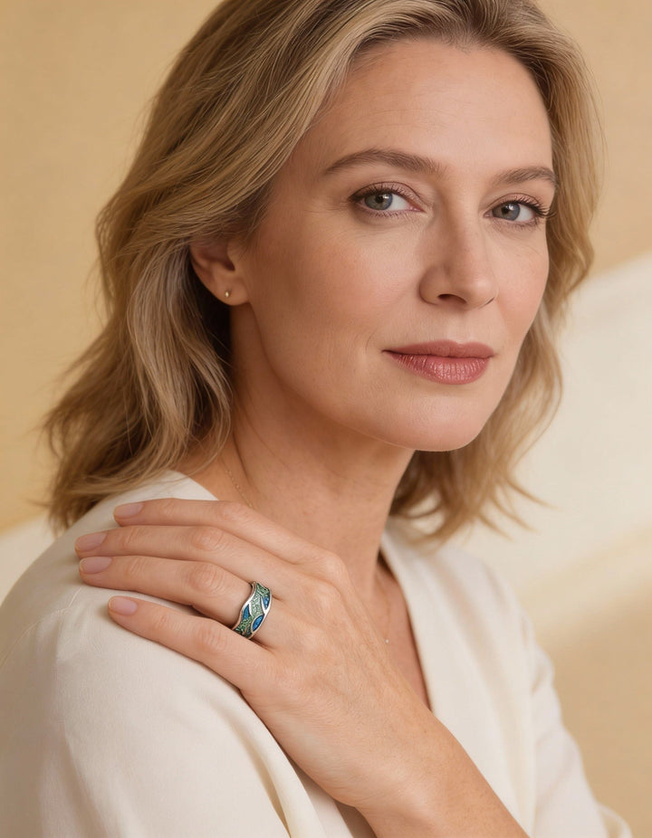 Ocean Wave Enamel Ring