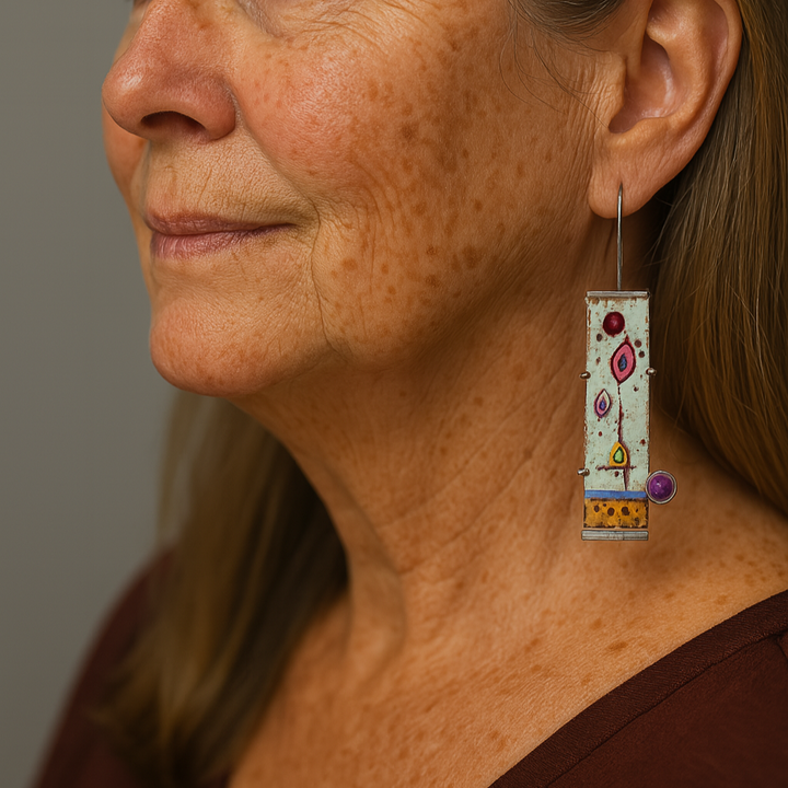 Vintage Antique Enamel Earrings