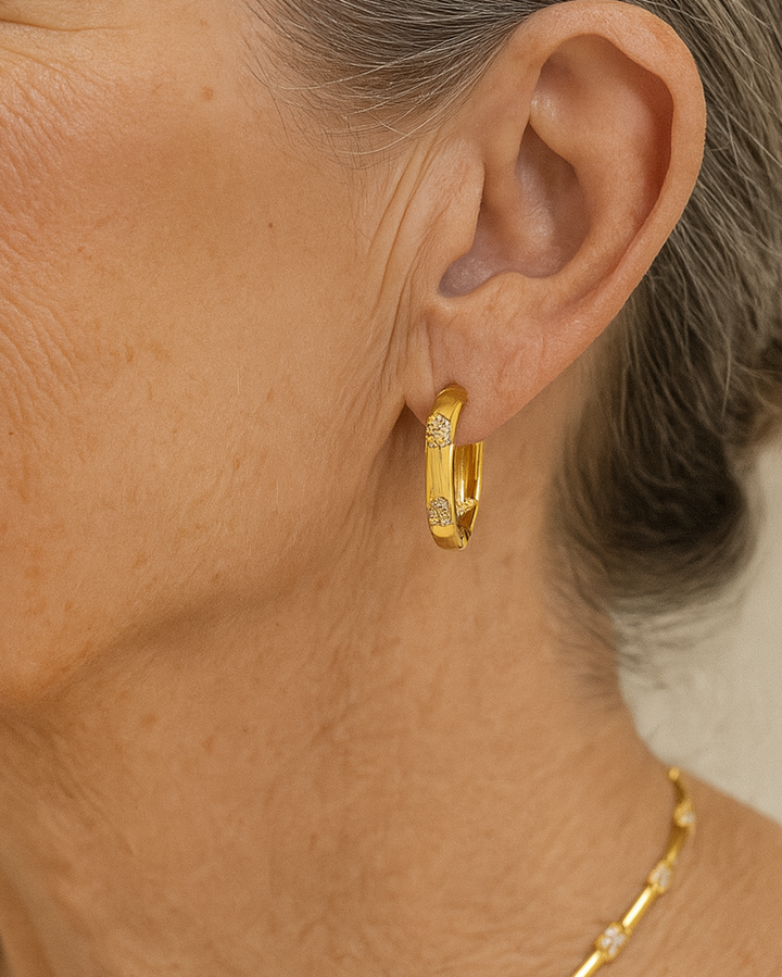 Vintage Gold Flower Hoop Earrings