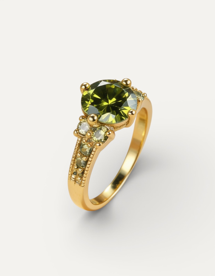 Yellow Quartz and Gold Ring