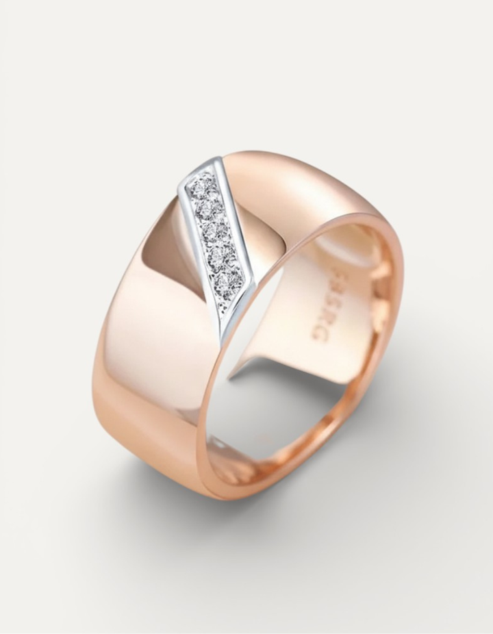 Elegant Thick Gold Cubic Zirconia Ring