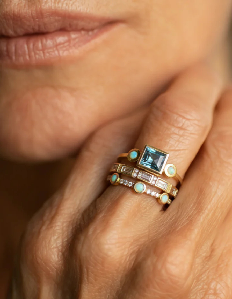 Vintage Blue Crystal Ring Set