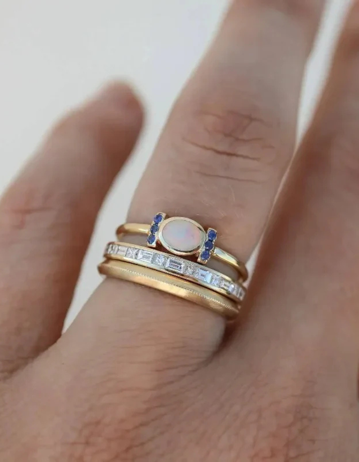 Vintage Gold Opal Ring Set