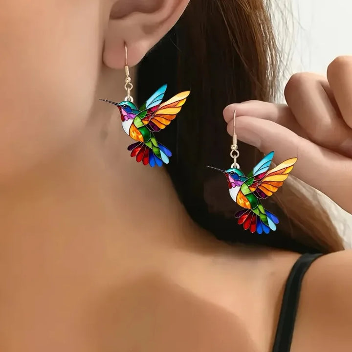 Acrylic Hummingbird Drop Earrings