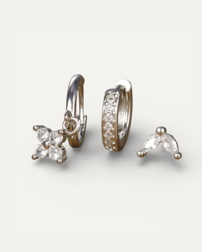 Diamond Flower Earring Set