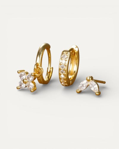 Diamond Flower Earring Set