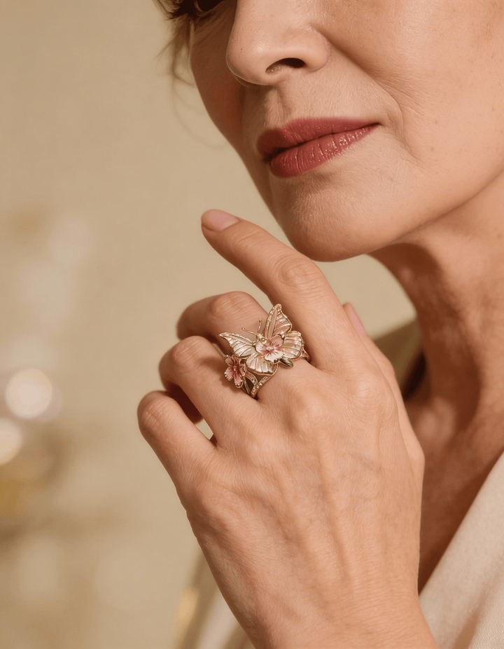 Nature Sparkling Butterfly Cubic Zirconia Ring