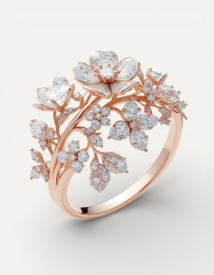 Bright Crystal Blossom Ring