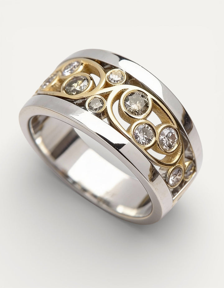 Vintage Gold and Silver Ivy Cubic Zirconia Ring