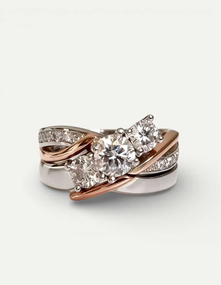 Vintage Gold and Silver Cubic Zirconia Ring