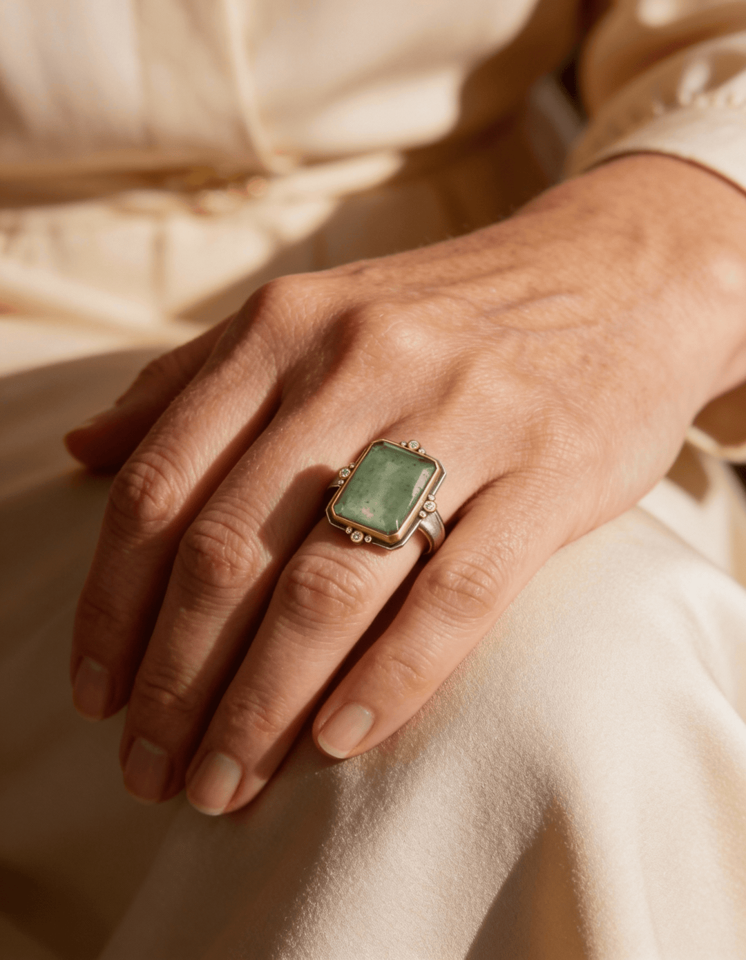 French Retro Square Crystal Ring