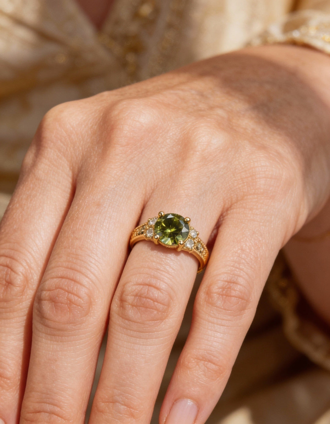Yellow Quartz and Gold Ring