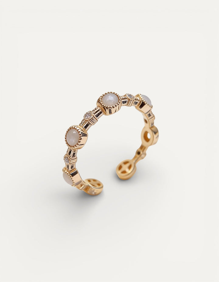 Classic Adjustable Round Gold Crystal Ring
