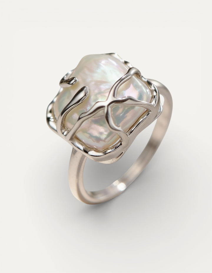 Vintage Silver Pearl Ring