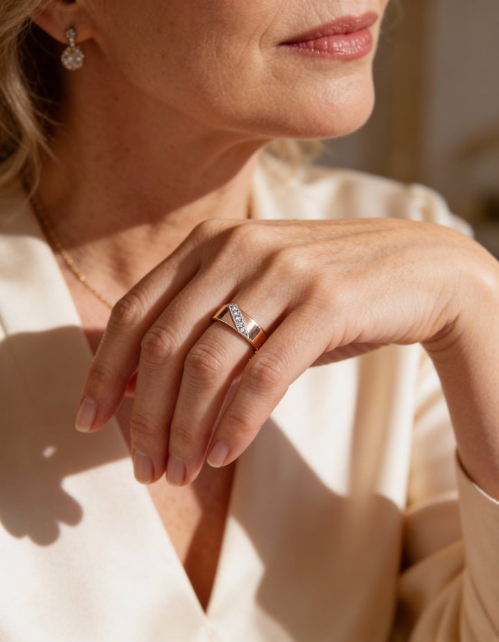 Elegant Thick Gold Cubic Zirconia Ring