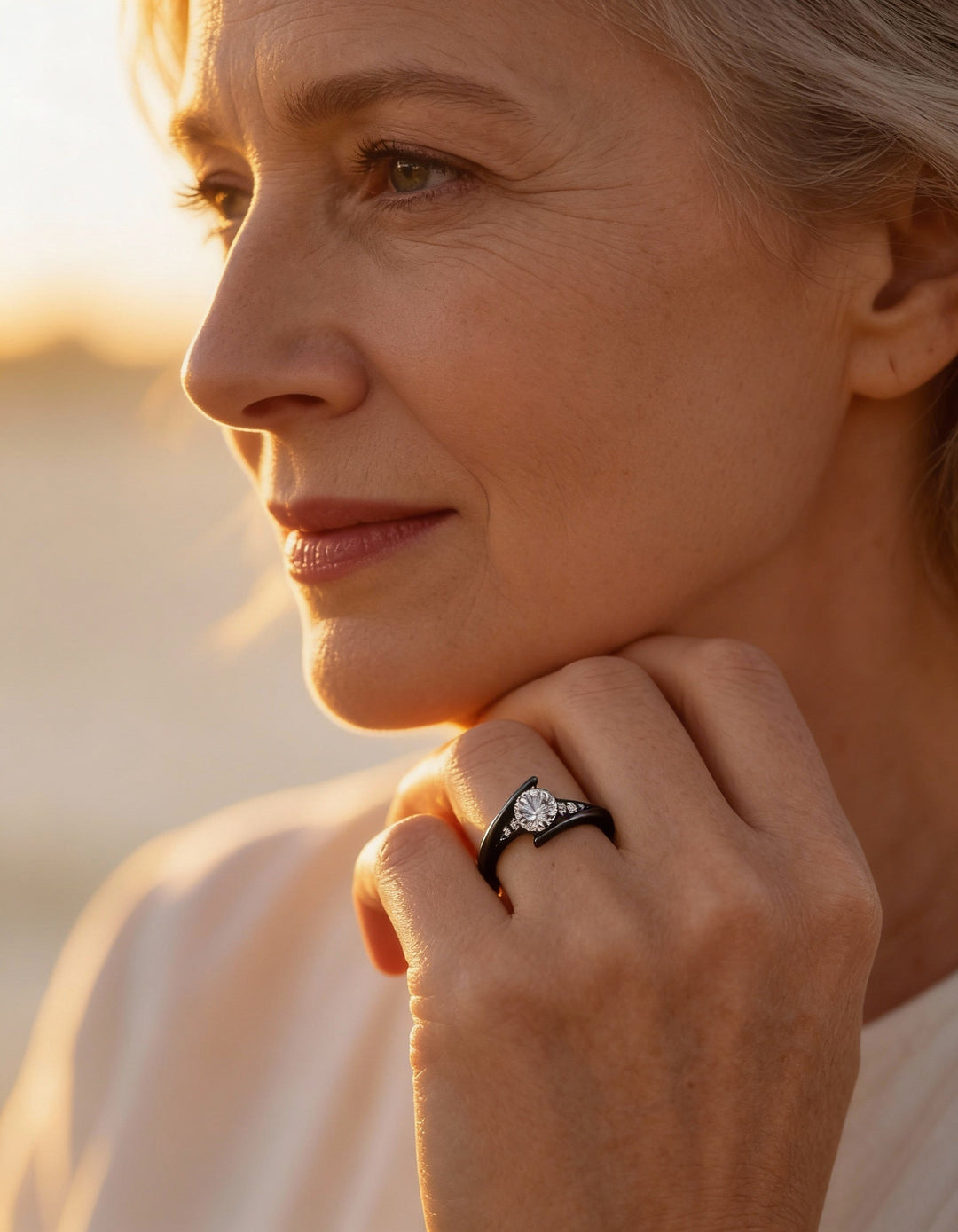 Vintage Black Gold Crystal Ring