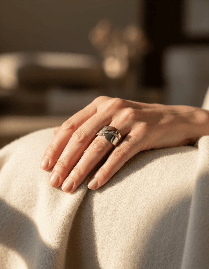 Vintage Rose Gold and Silver Cubic Zirconia Ring