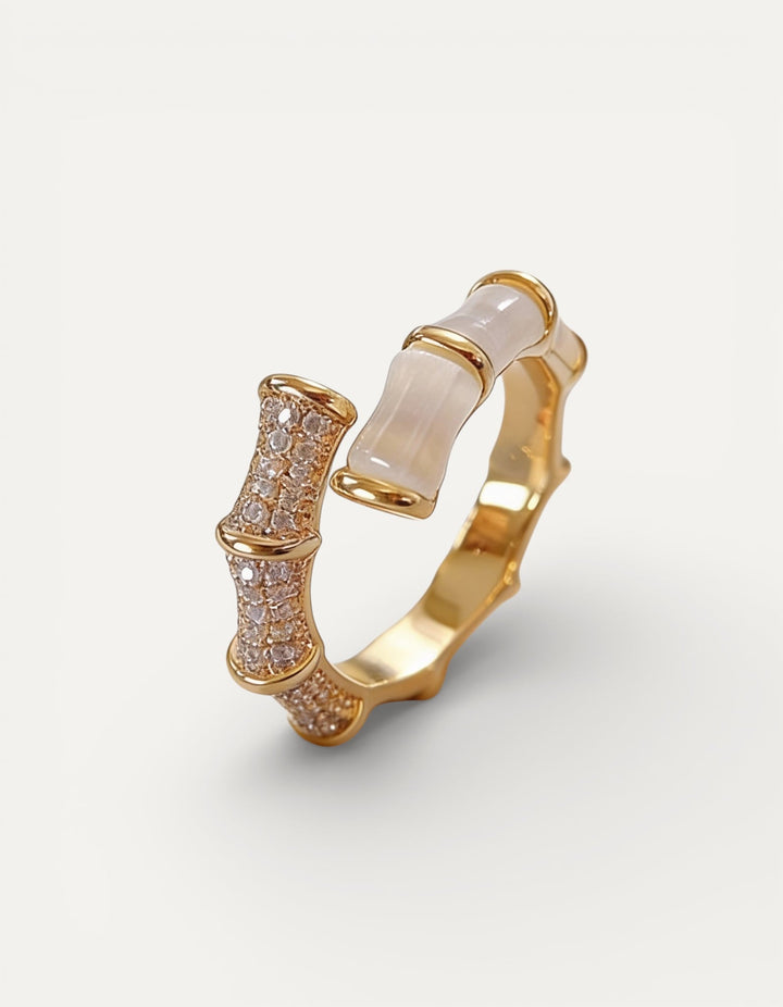 Luxury Adjustable Gold White Opal Ring