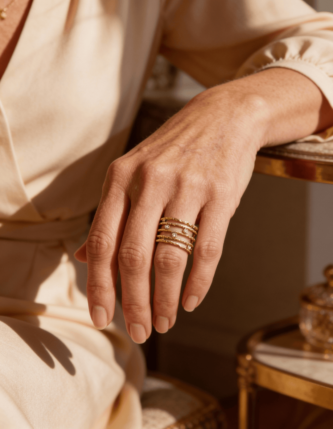 Gold Sparkle Wide Cuff Ring