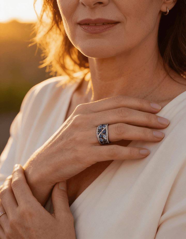 Vintage Silver Blue Sparkle Ring