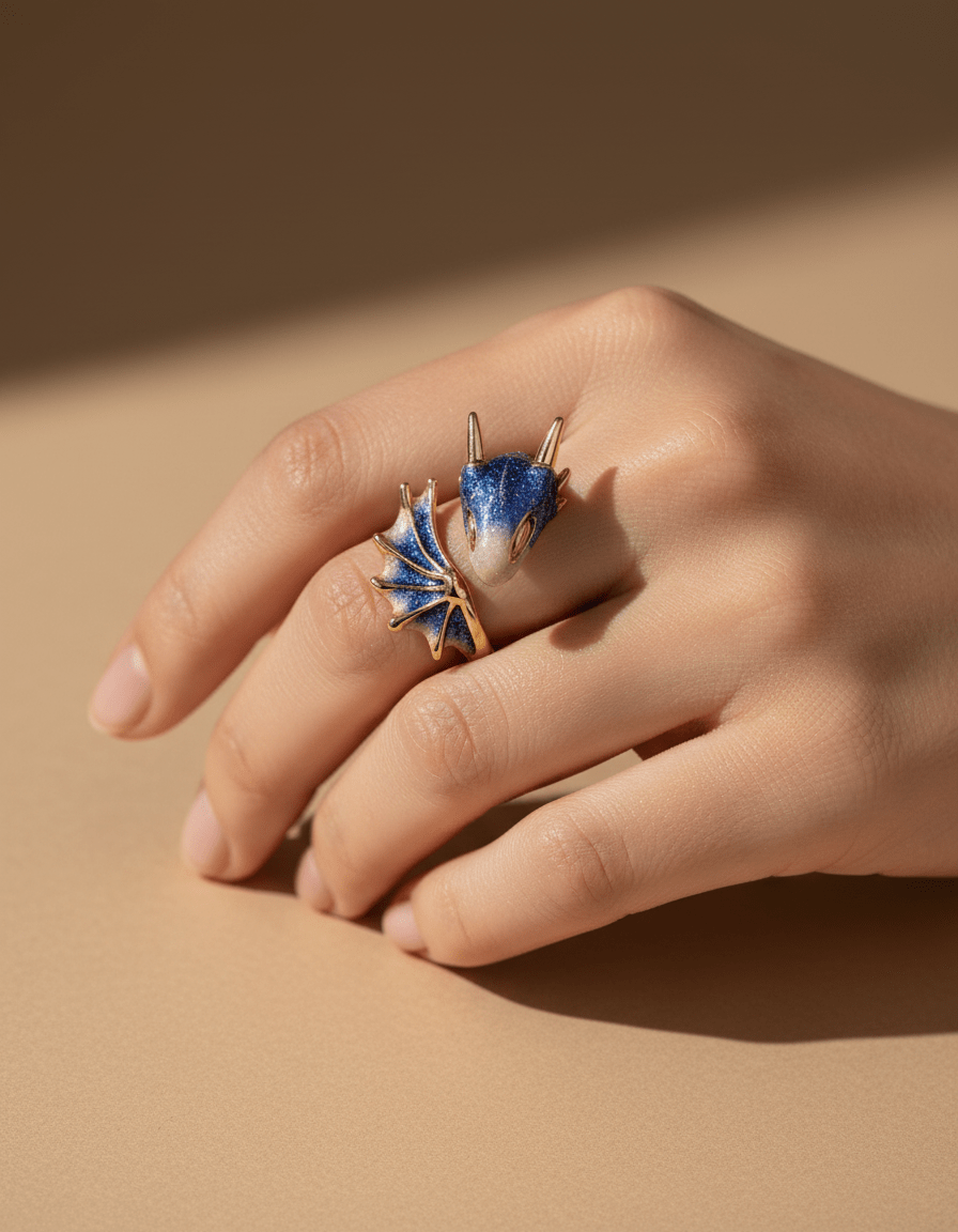 Starry Sky Blue Dragon Index Ring
