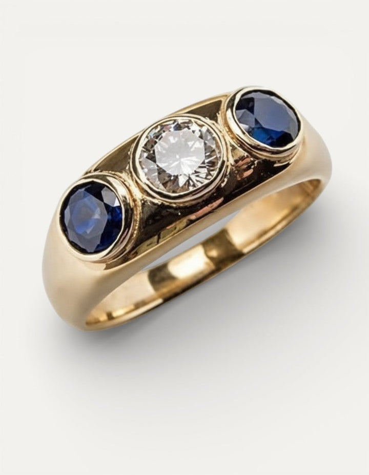 Blue Crystal and Cubic Zirconia Ring