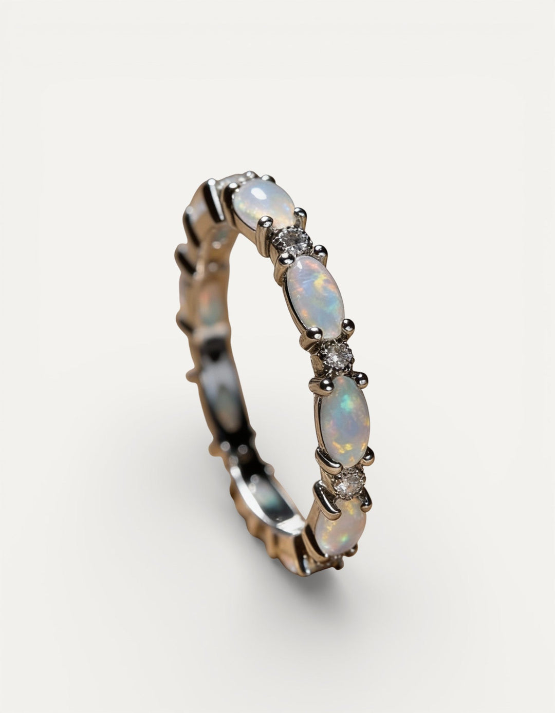 Platinum Heart Opal and Diamond Ring