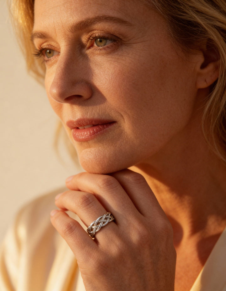 Twisted Silver Braided Band Ring