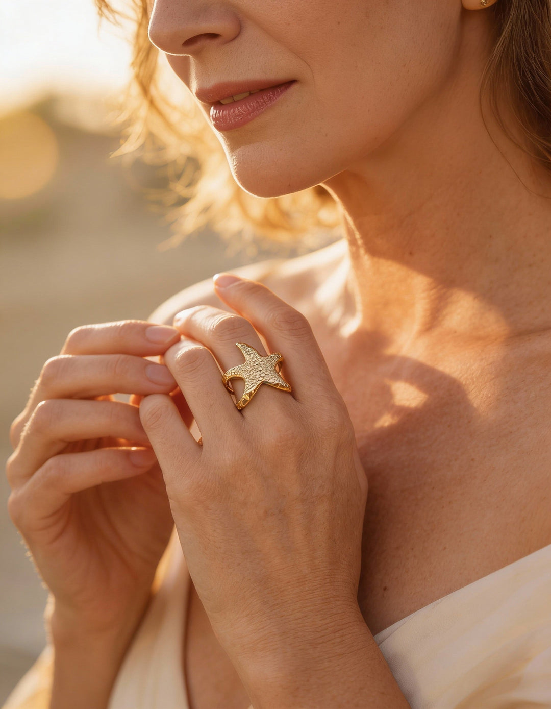 Adjustable Vintage Gold Starfish Ring