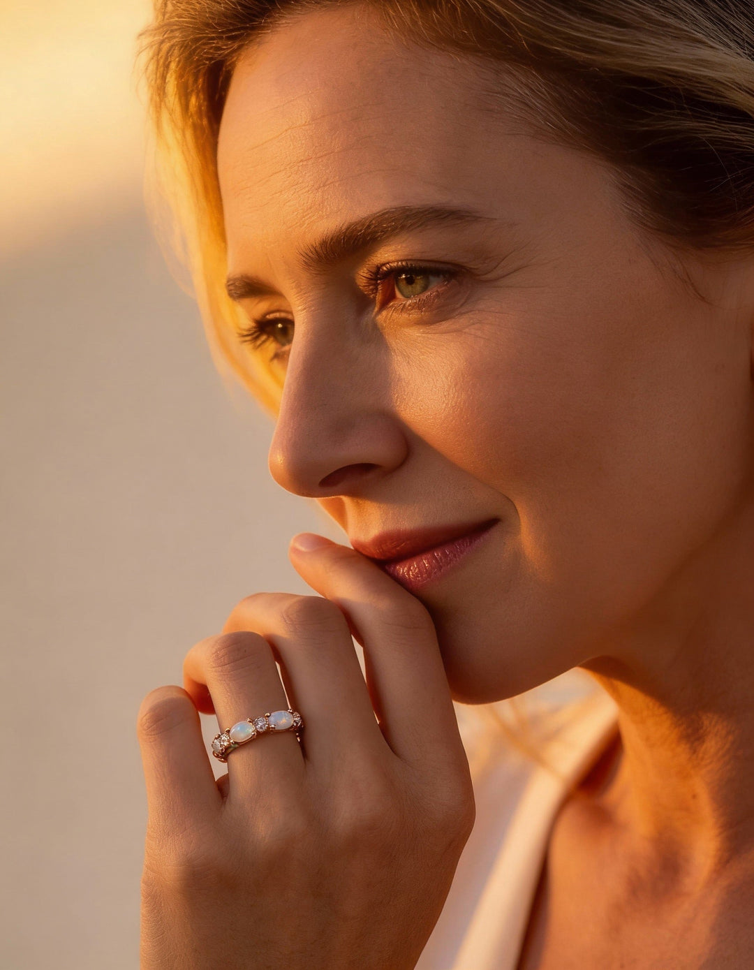 Platinum Heart Opal and Diamond Ring