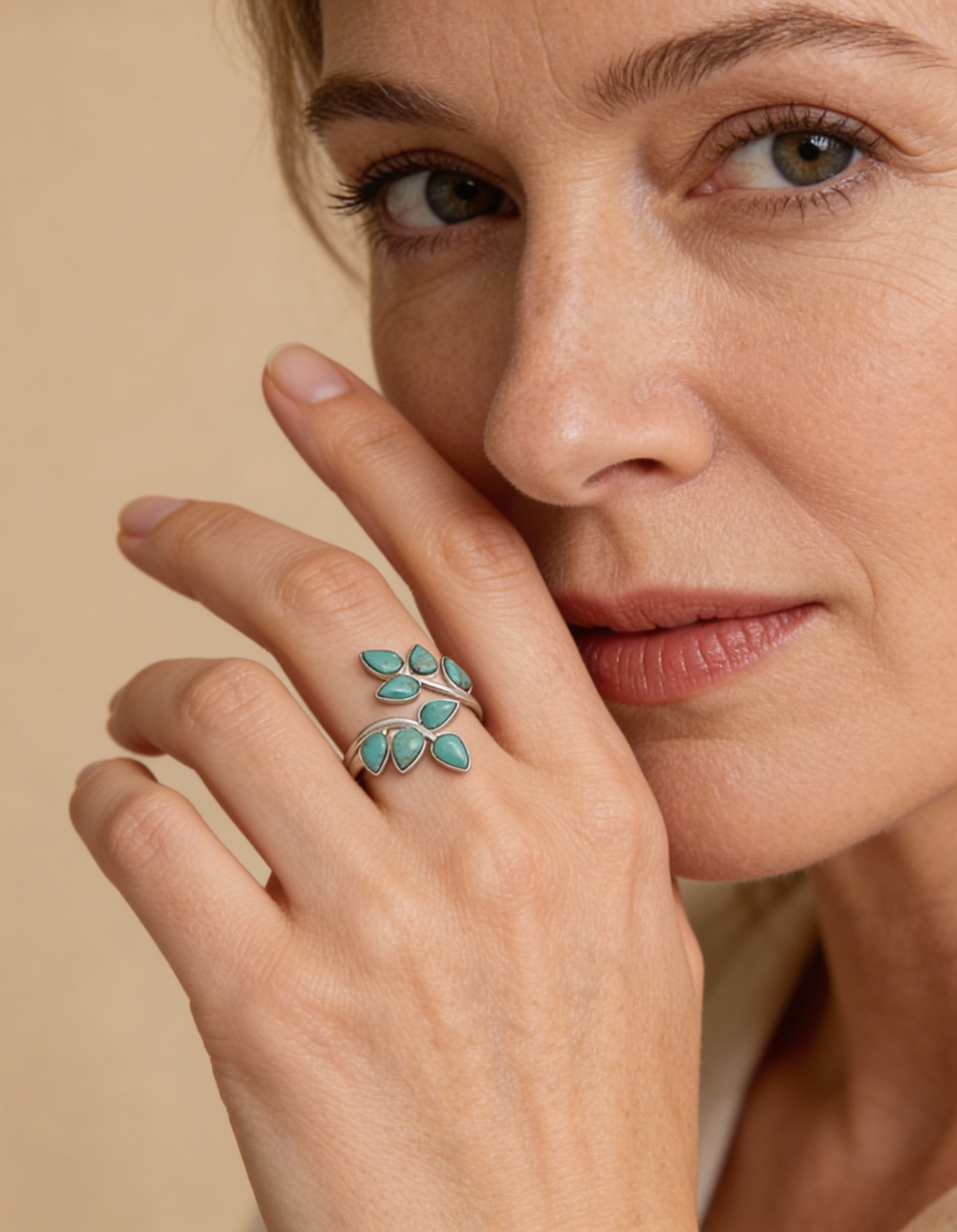 Vintage Turquoise Leaf Ring