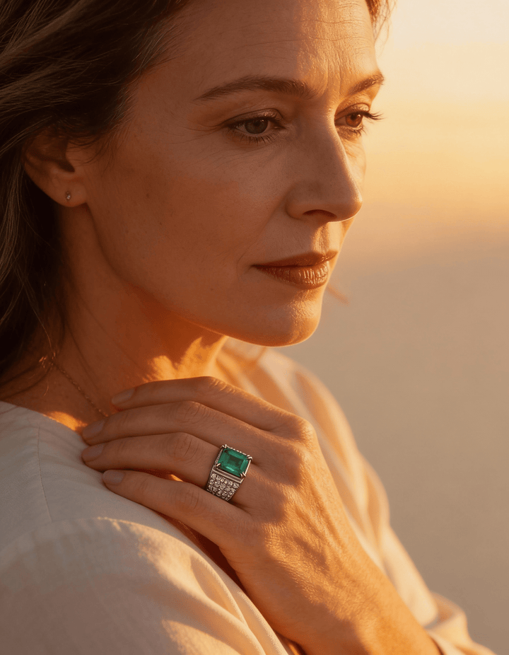 Emerald Stone and Diamond Ring