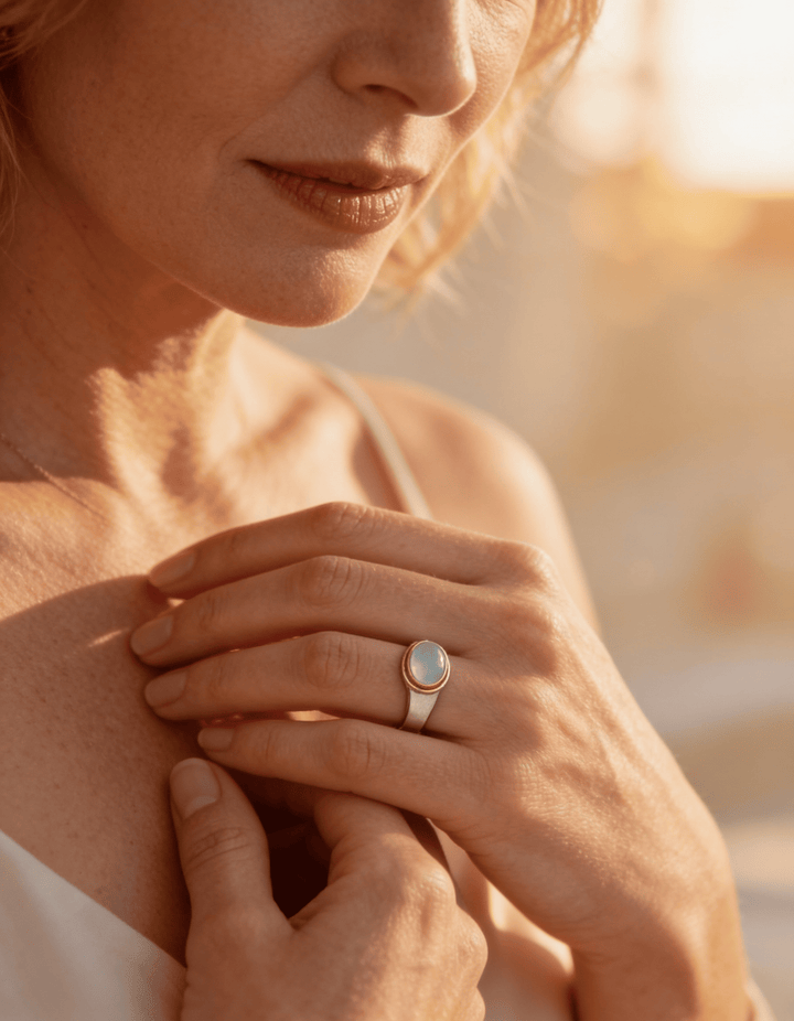 Silver Green Diamond Ring