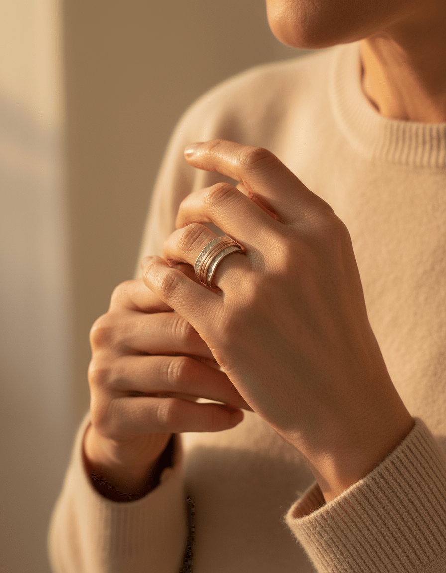 Vintage Delicate Gold and Silver Spinner Ring
