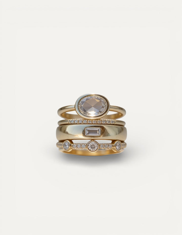 Vintage Gold Cubic Zirconia Ring Set