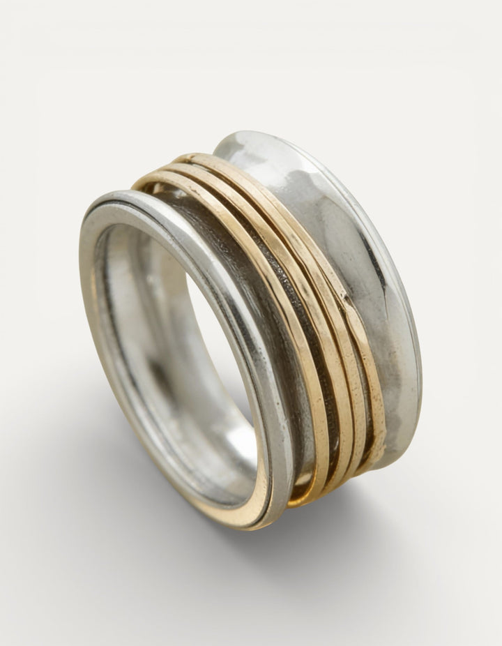 Vintage Silver Golden Thread Ring