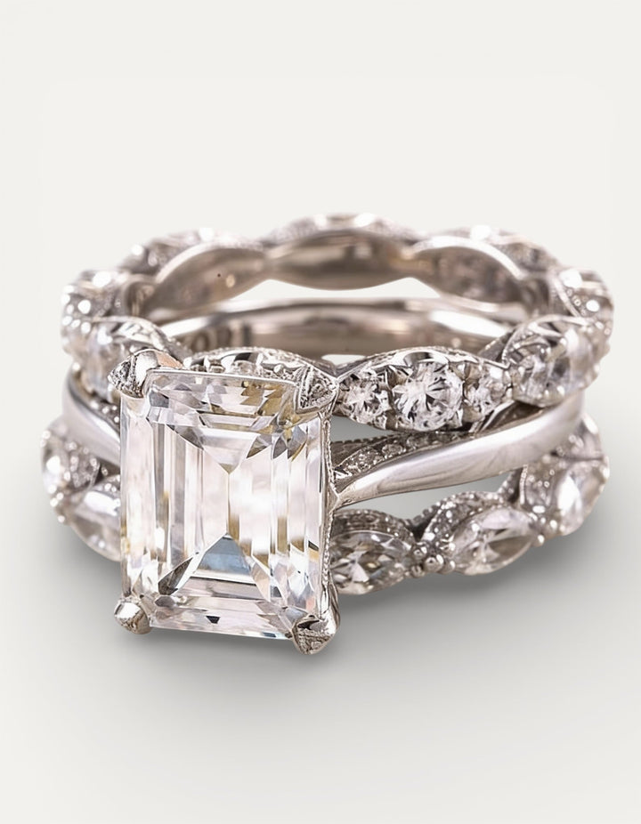 Vintage Sparkling Layered Silver Ring