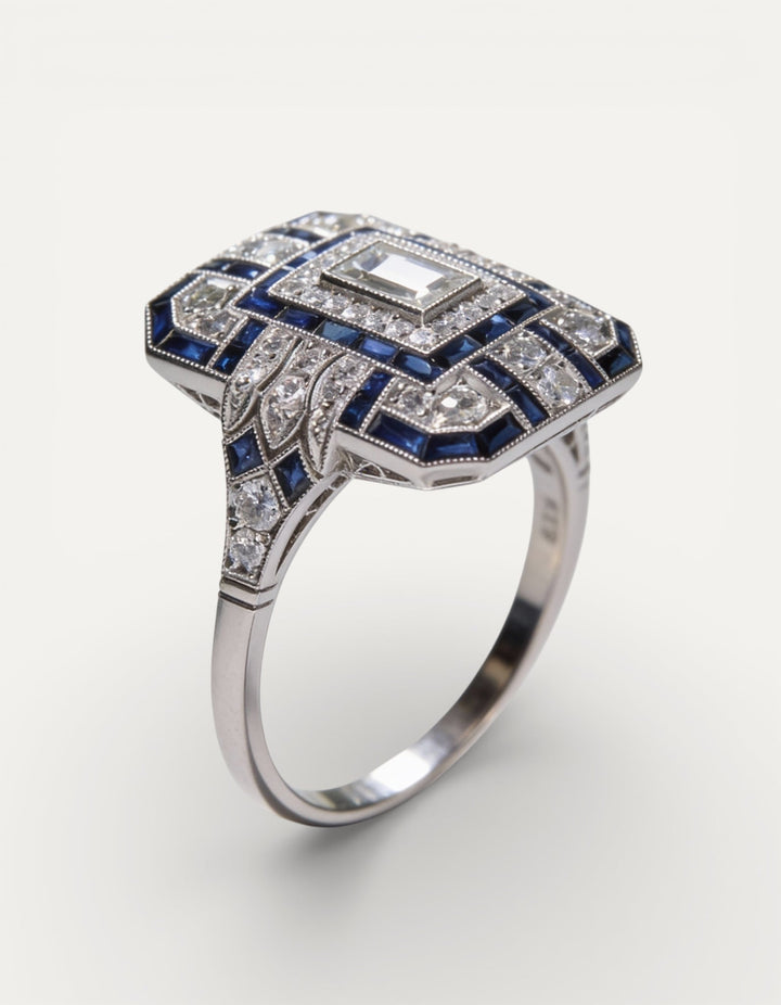 Vintage Silver Blue Sparkle Ring