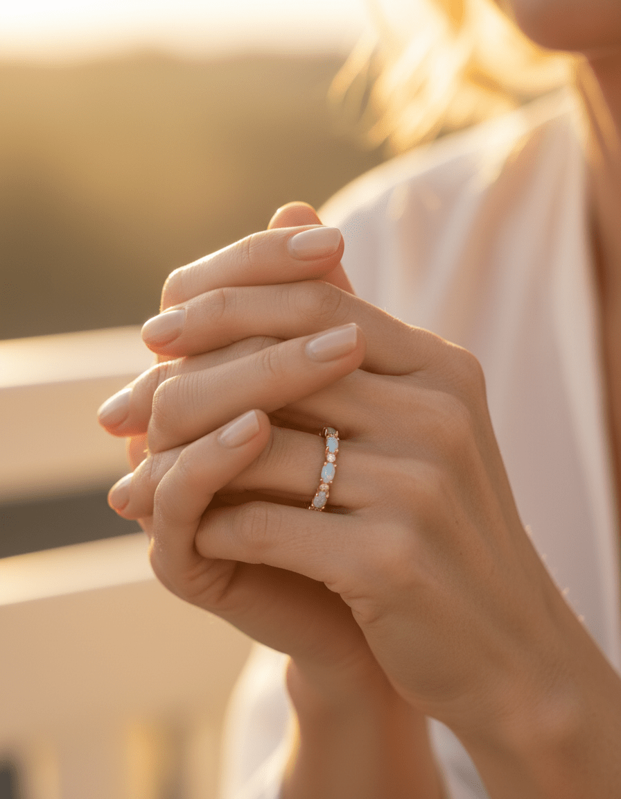Platinum Heart Opal and Diamond Ring
