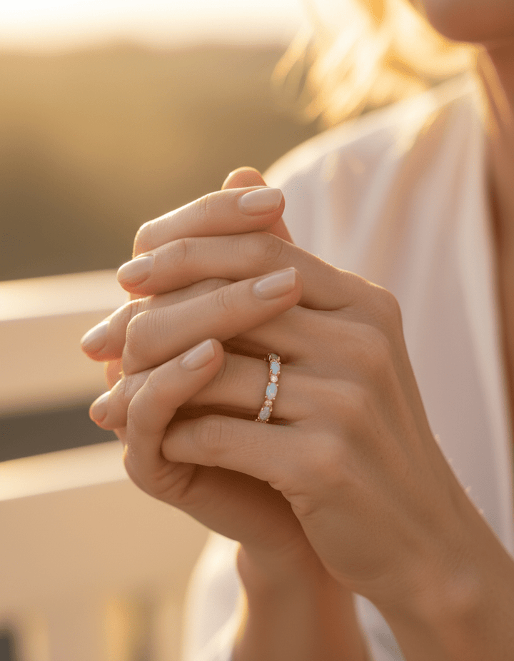 Platinum Heart Opal and Diamond Ring
