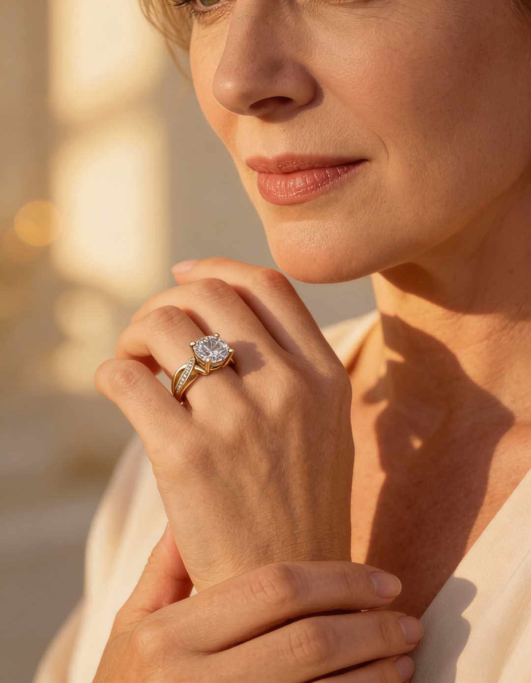 Vintage Gold Braided Cubic Zirconia Ring