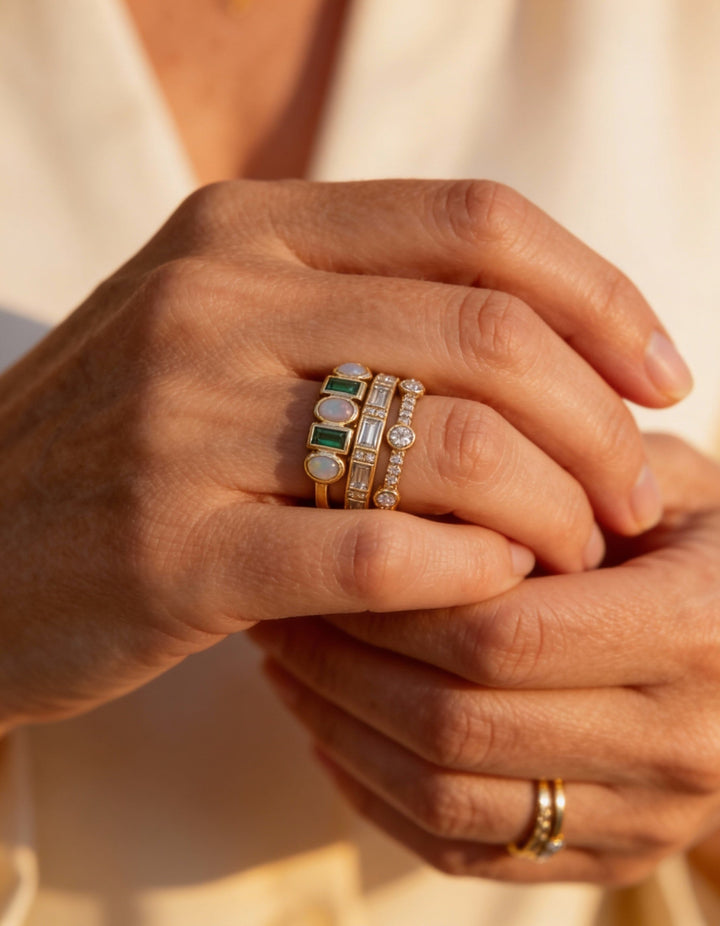 Vintage White and Green Opal Rings