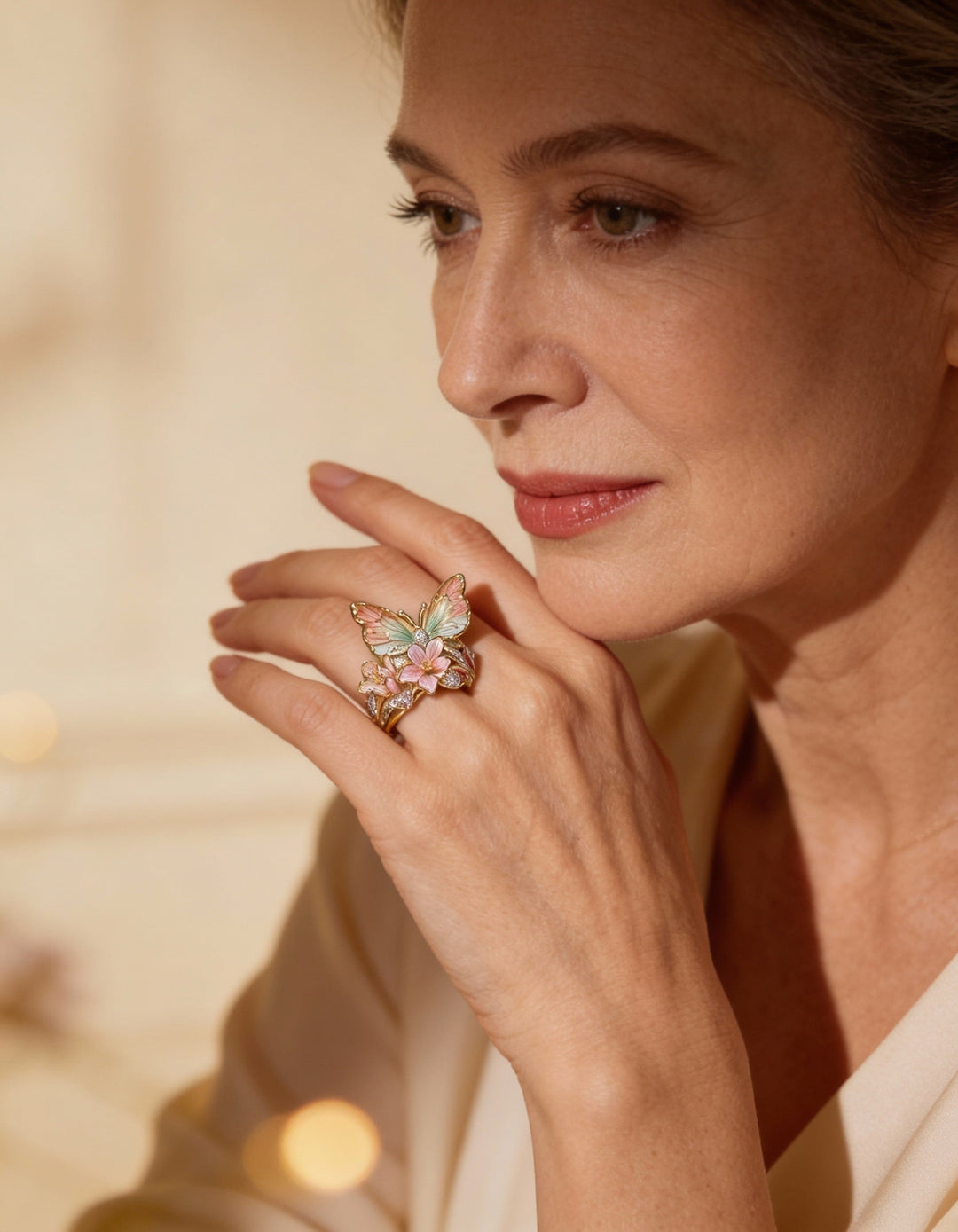 Nature Sparkling Butterfly Cubic Zirconia Ring