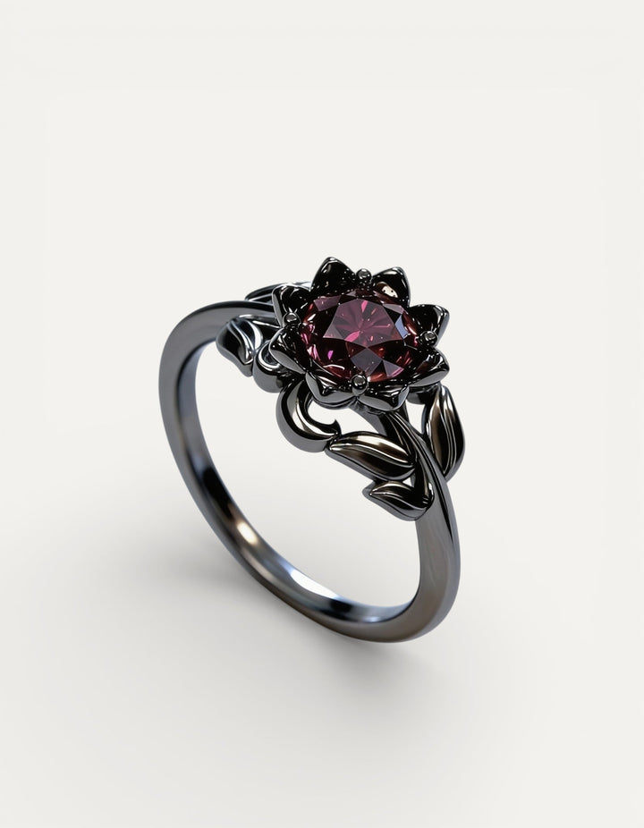 Vintage Red Stone Flower Ring