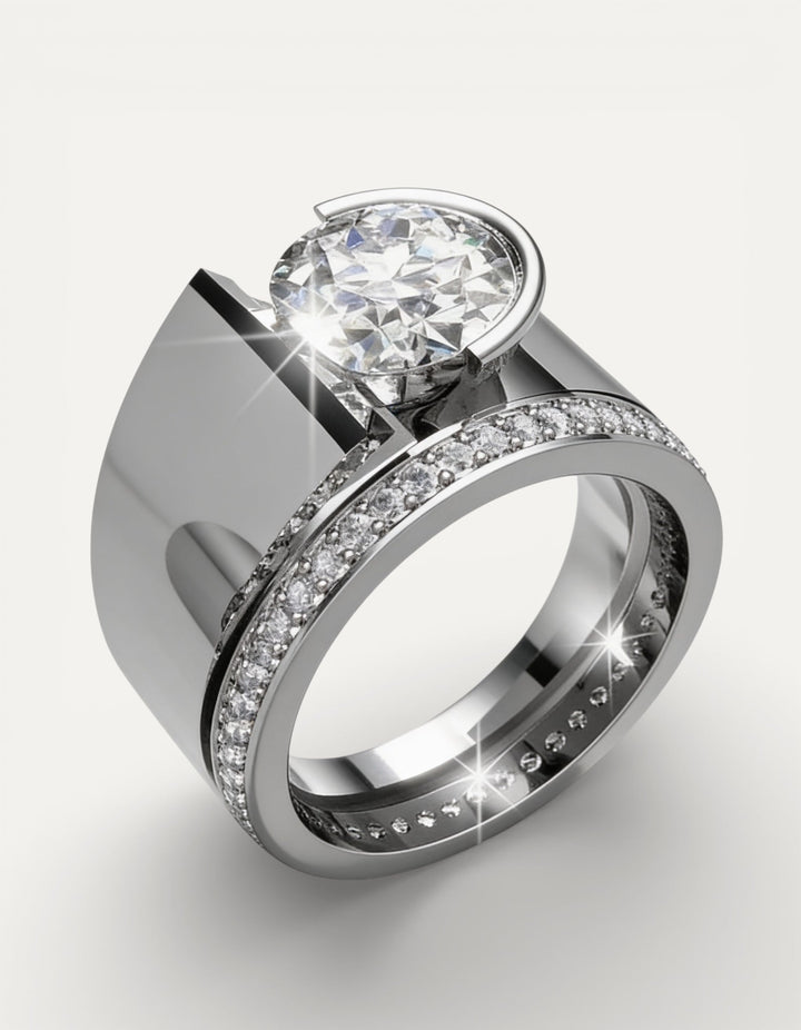 Vintage Silver Sparkling Cubic Zirconia Ring